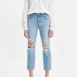 501 original cropped ripped woman’s jeans